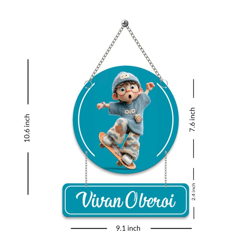 Personalized Skater Boy Wooden Wall Hanging
